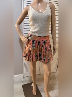 AllSaints Spitalfields Ikat Bubble Hem Mini Skirt Pockets Boho
